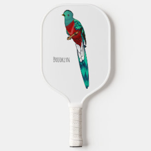 Raquette De Pickleball Illustration d'oiseau de quetzal resplendissant