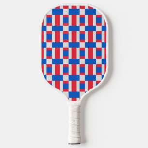 Raquette De Pickleball Impression Blocée Rouge Blanc Et Bleu