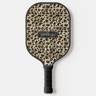 Raquette De Pickleball Impression d'animal léopard avec fausse feuille no