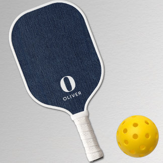 Raquette De Pickleball Impression de denim bleu marine moderne Monogram