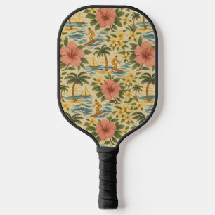 Raquette De Pickleball Imprimé de chemise hawaïenne délavé du milieu du s