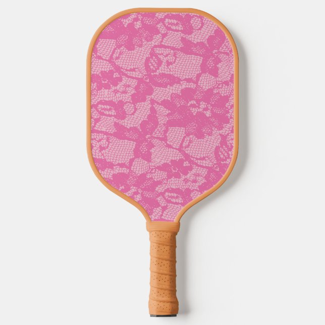Raquette de Pickleball Imprimée de Dentelle Rose F (Recto)