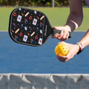 Raquette De Pickleball Infirmière RN personnalisée Docteur Motif Médica