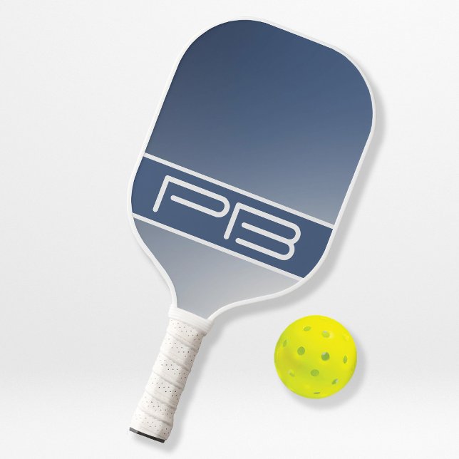 Raquette De Pickleball Initiales Cool Moderne Monogramme Design Gras Bleu (Créateur téléchargé)