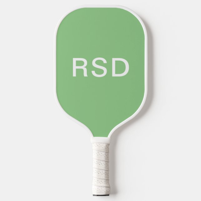 Raquette De Pickleball Initiales de Monogramme blanc vert de menthe class (Recto)