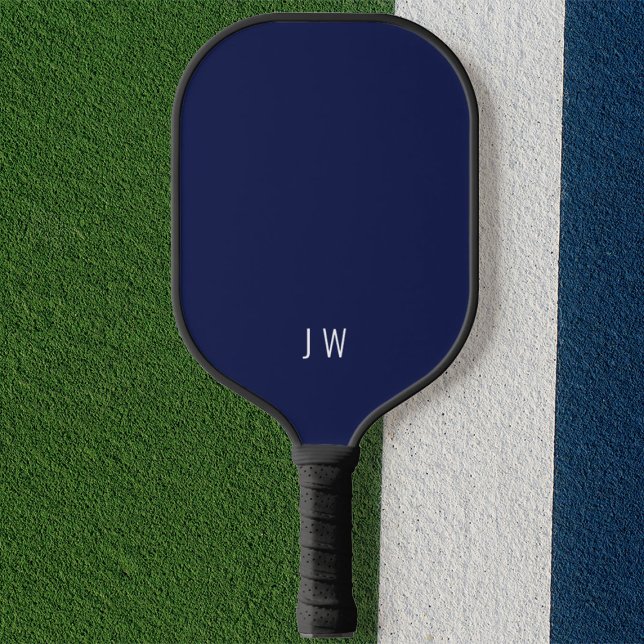 Raquette De Pickleball Initiales de Monogramme bleu marine foncé moderne (Créateur téléchargé)
