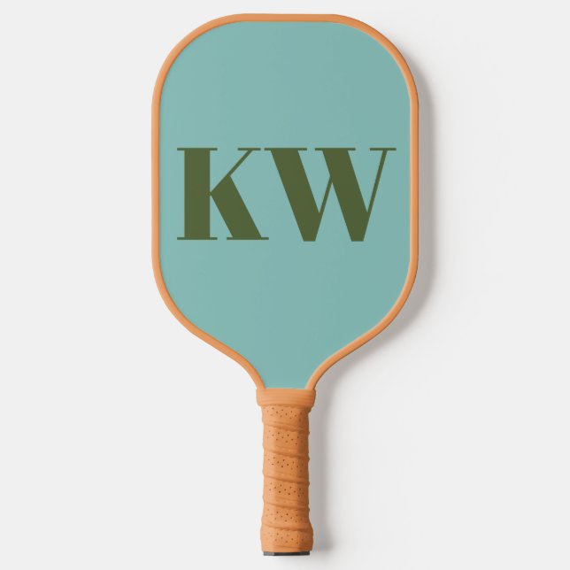 Raquette De Pickleball Initiales de Monogramme Vert Bleu Moderne Personna (Recto)