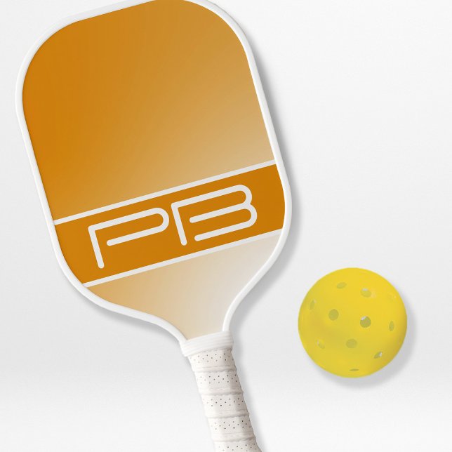 Raquette De Pickleball Initiales dégradées orange minimalistes modernes e (Créateur téléchargé)