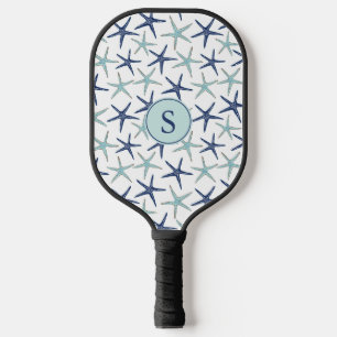 Raquette De Pickleball Initiales monogrammes élégantes de la côte bleue