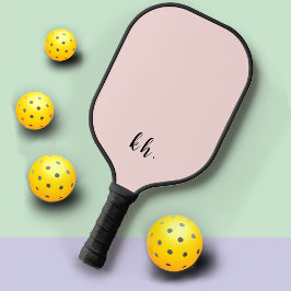 Raquette De Pickleball Initiales monogrammes Pastel Rose Simple Et Élégan