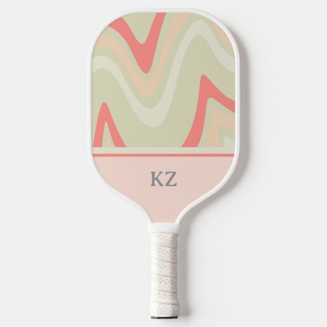 Raquette De Pickleball Initiales Monographiées Rose Bleu Rétro (Recto)