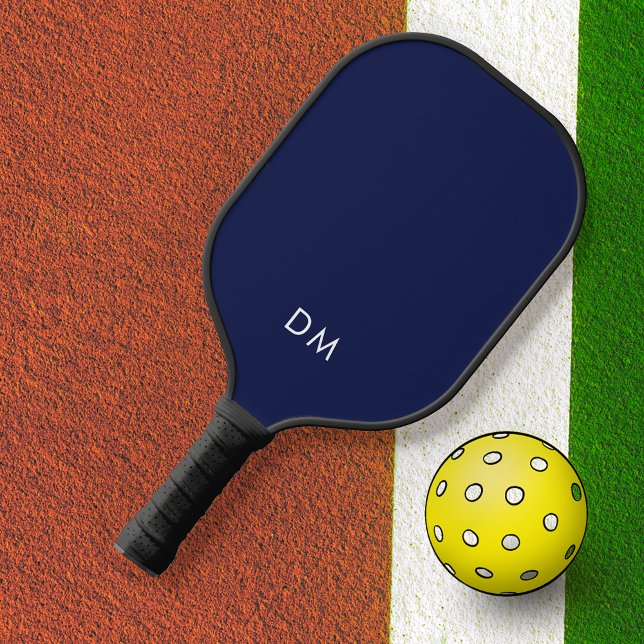 Raquette De Pickleball Initiales simples de monogramme bleu marine foncé (Créateur téléchargé)