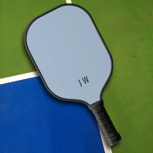 Raquette De Pickleball Initiales simples Élégant Moderne Bleu clair
