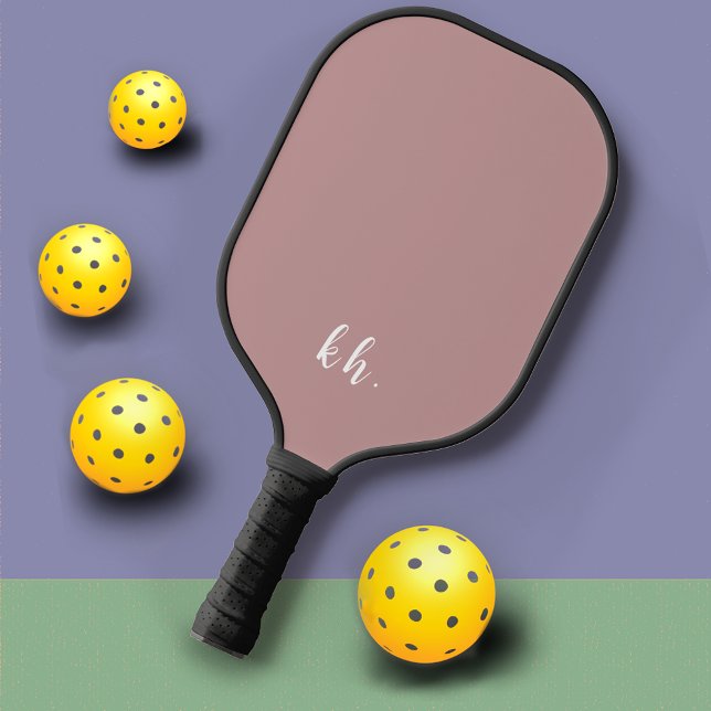 Raquette De Pickleball Initiales simples Élégant Monogramme rose Rose (Créateur téléchargé)