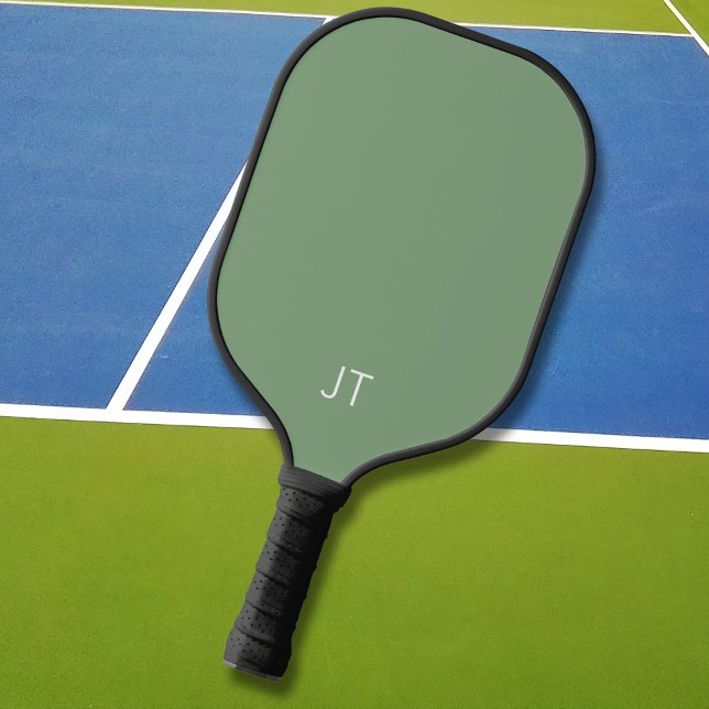 Raquette De Pickleball Initiales simples Monogrammes Vert (Créateur téléchargé)