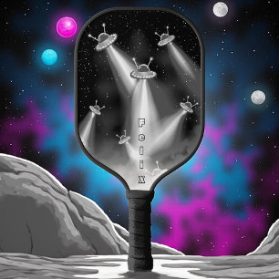 Raquette De Pickleball Invasion UFO Sci-Fi Retro Personnalisée