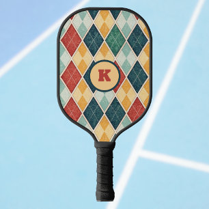 Raquette De Pickleball Jacquard Harlequin Vintage Gold Red Green Monogram