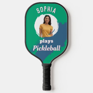 Raquette De Pickleball Jade Green Moderne Photo & Nom Personnalisés