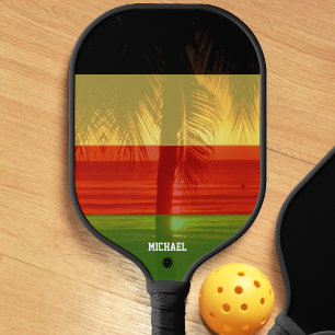 Raquette De Pickleball Jamaïque Rasta Caribbean Island Beach Palm Tree