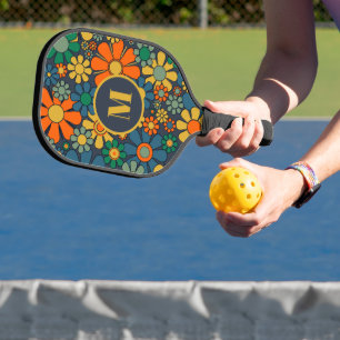 Raquette De Pickleball Jardin Rétro Joyeux Floral 60s les années 70 initi
