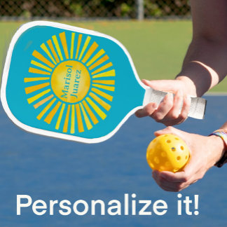 Raquette De Pickleball Jaune Soleil Caraïbes Bleu Personnalisé