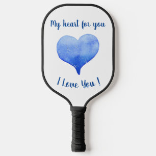 Raquette De Pickleball Je t'aime Coeur Bleu mignon Saint Valentin