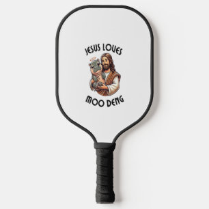 Raquette De Pickleball Jésus aime Moo Deng T-Shirt_3