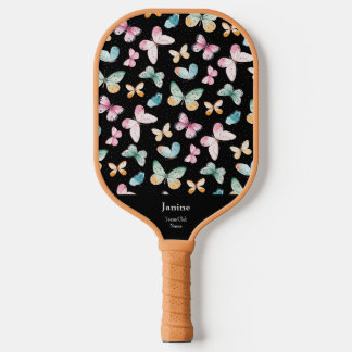 Raquette De Pickleball Joli Monogramme Nom de l'équipe/du club Papillon c