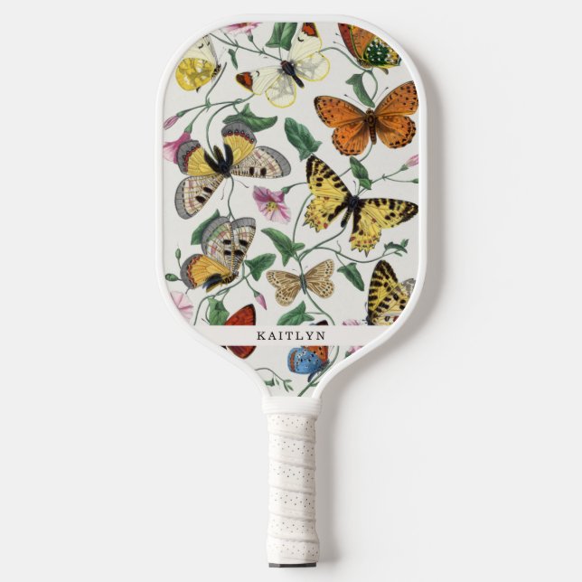Raquette De Pickleball Joli papillons Vintages | Nom (Recto)