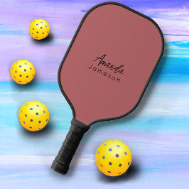 Raquette De Pickleball Joli Rose simple Monogramme rose Nom complet