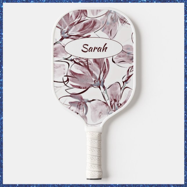 Raquette De Pickleball Jolie aquarelle florale Mauve (Créateur téléchargé)