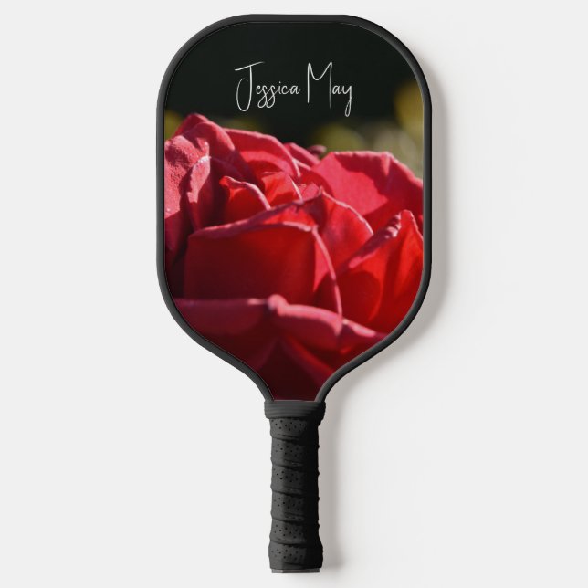 Raquette De Pickleball Jolie Rose rouge avec nom et monogramme (Recto)