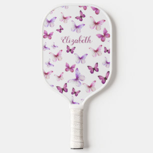 Raquette De Pickleball Jolis Papillons Roses Nom Personnalisé