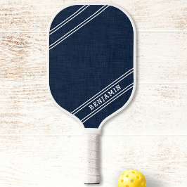 Raquette De Pickleball Joueur personnalisé moderne Nom Blancs Bleu foncé