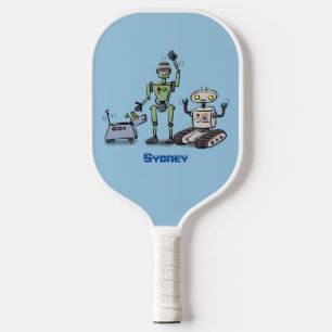 Raquette De Pickleball Joyeux joli dessin de trois robots trio