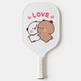Raquette De Pickleball Kawaii Panda Bear, couple Animaux Carte d'annivers