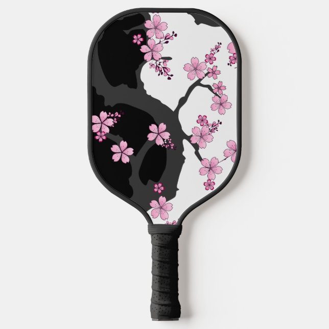 Raquette De Pickleball Kimono japonais Sakura noir et blanc (Recto)