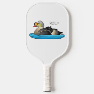 Raquette De Pickleball King eider bird cartoon illustration 