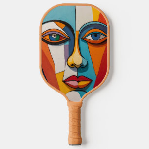 Raquette De Pickleball L'art facial coloré Abstrait