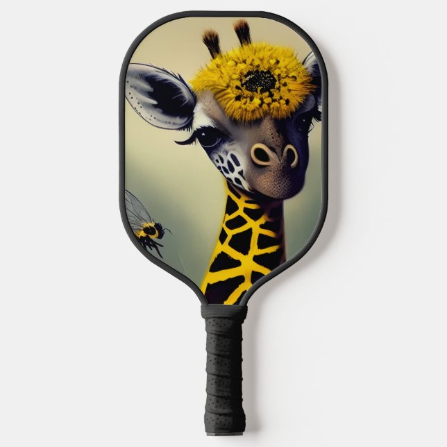 Raquette De Pickleball L'Art numérique lunatique de la girafe (Recto)