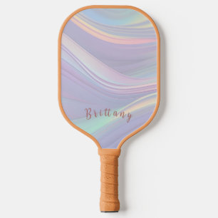 Raquette De Pickleball Lavande minimaliste et Monogramme moderne bleu