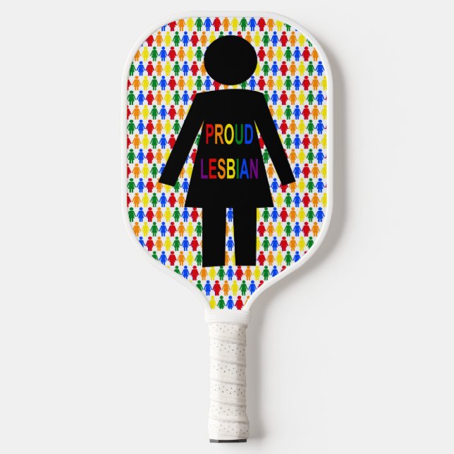 Raquette De Pickleball Lesbienne LGBTQ Silhouette et Rainbow Ladies (Recto)