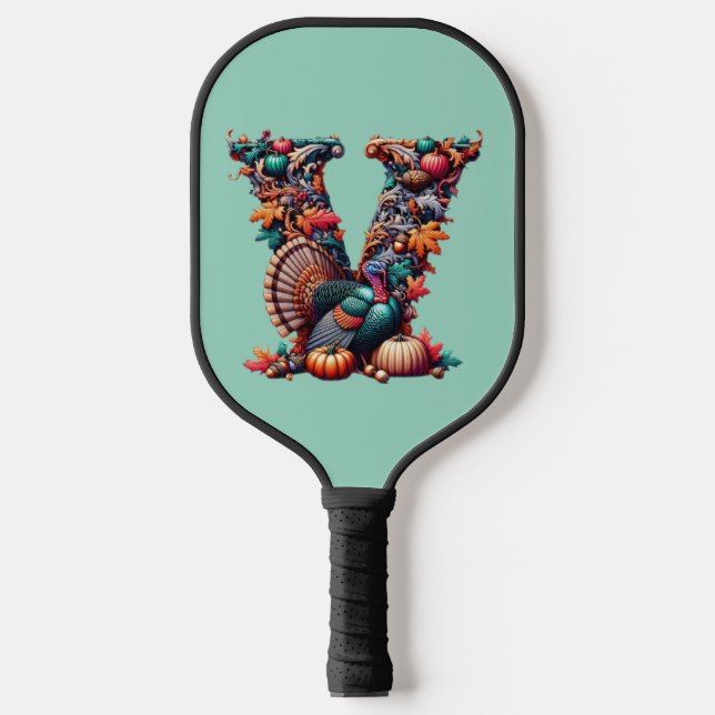 Raquette De Pickleball Letter V Thanksgiving turkey style gift  (Recto)
