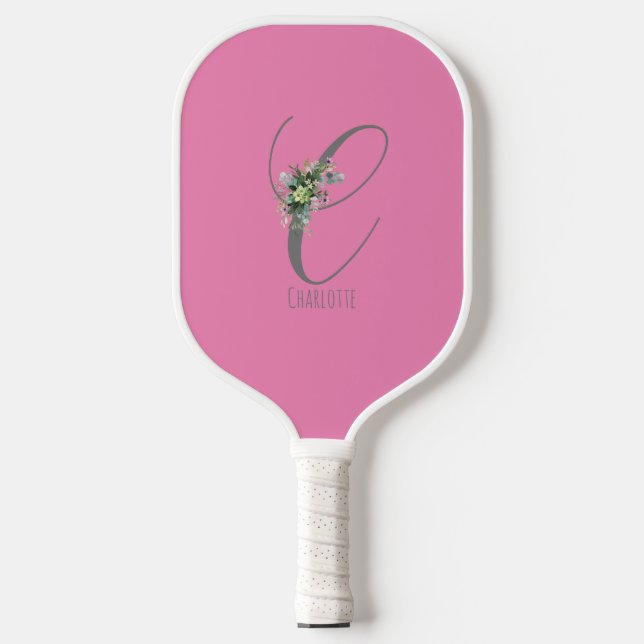 Raquette De Pickleball Lettre de fleur rose gris C (Recto)