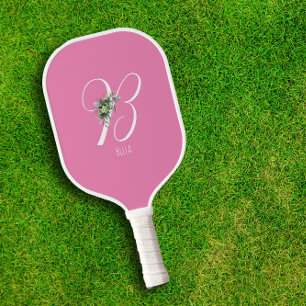 Raquette De Pickleball Lettre de fleur rose monogramme B