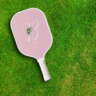 Raquette De Pickleball Lettre de fleur rose monogramme B