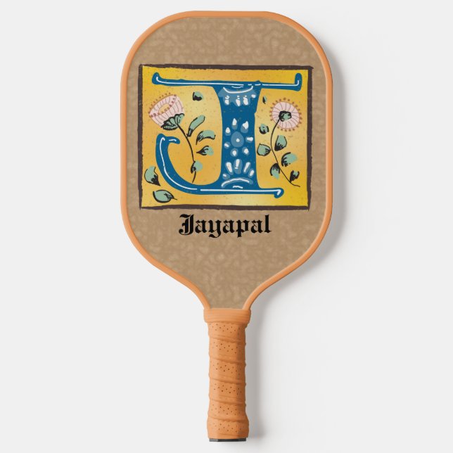 Raquette De Pickleball LETTRE Florale MOYENNE ÉCLAIRÉE J MONO (Recto)