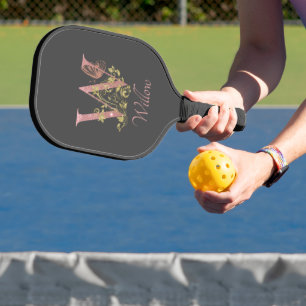 Raquette De Pickleball LETTRE Florale Parties scintillant rose W