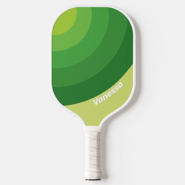Raquette De Pickleball Lily Pad Green Circle Stripe with Name (Recto)