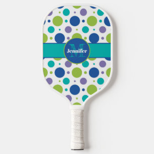Raquette De Pickleball Lime de point Polka personnalisée, Violet, Turquoi